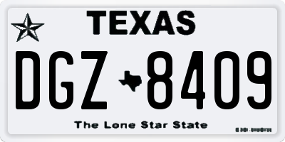 TX license plate DGZ8409