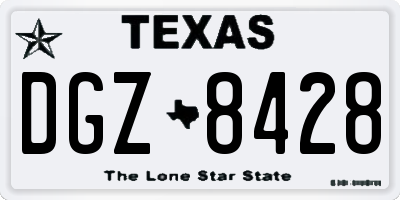 TX license plate DGZ8428