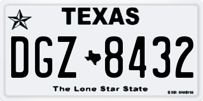 TX license plate DGZ8432
