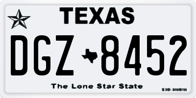 TX license plate DGZ8452