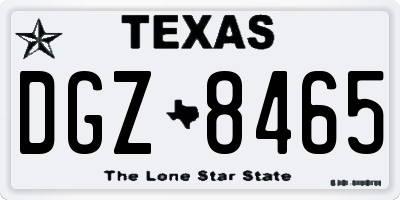 TX license plate DGZ8465
