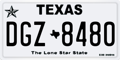 TX license plate DGZ8480