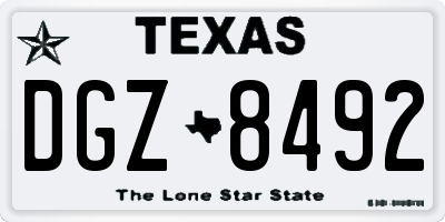 TX license plate DGZ8492