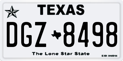 TX license plate DGZ8498