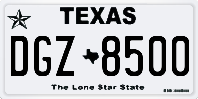 TX license plate DGZ8500