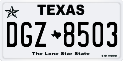 TX license plate DGZ8503