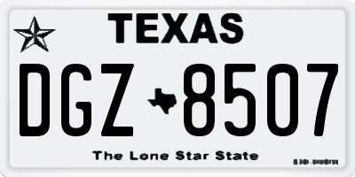 TX license plate DGZ8507