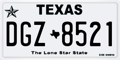 TX license plate DGZ8521