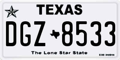 TX license plate DGZ8533
