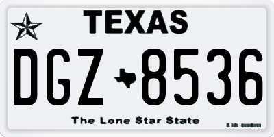 TX license plate DGZ8536