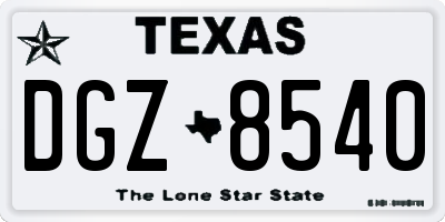 TX license plate DGZ8540