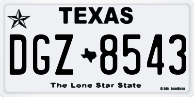 TX license plate DGZ8543