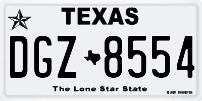 TX license plate DGZ8554