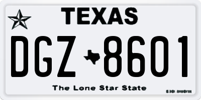 TX license plate DGZ8601
