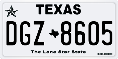 TX license plate DGZ8605
