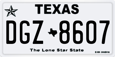 TX license plate DGZ8607