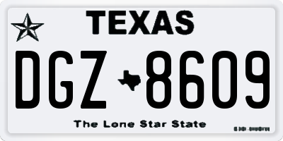 TX license plate DGZ8609