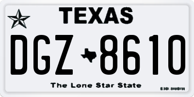 TX license plate DGZ8610