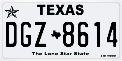 TX license plate DGZ8614