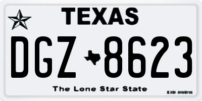 TX license plate DGZ8623