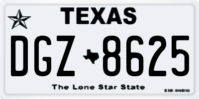 TX license plate DGZ8625