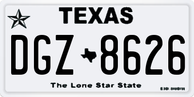 TX license plate DGZ8626