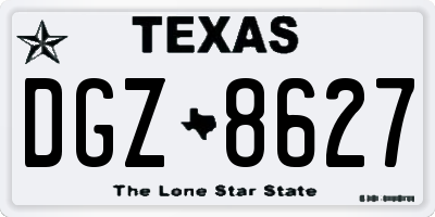 TX license plate DGZ8627
