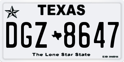 TX license plate DGZ8647