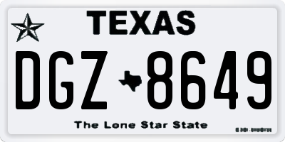 TX license plate DGZ8649