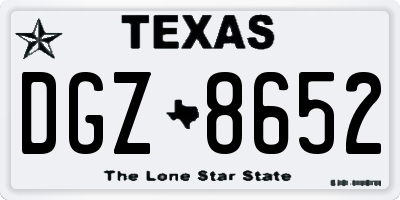 TX license plate DGZ8652