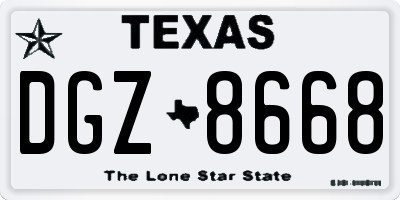 TX license plate DGZ8668