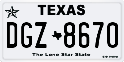 TX license plate DGZ8670
