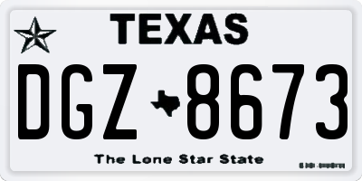 TX license plate DGZ8673