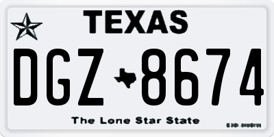 TX license plate DGZ8674