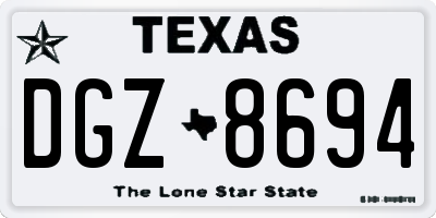 TX license plate DGZ8694