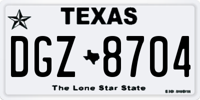TX license plate DGZ8704