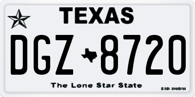 TX license plate DGZ8720