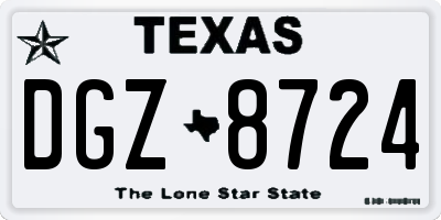 TX license plate DGZ8724