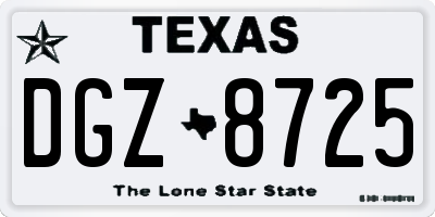 TX license plate DGZ8725