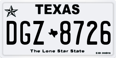 TX license plate DGZ8726