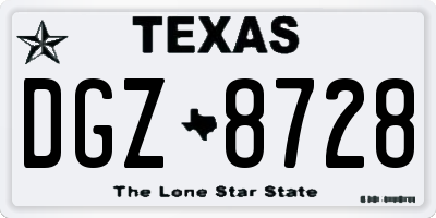 TX license plate DGZ8728