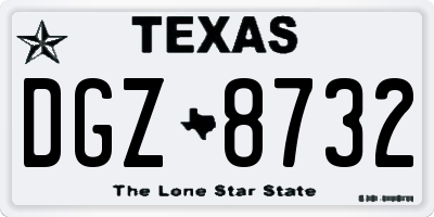 TX license plate DGZ8732