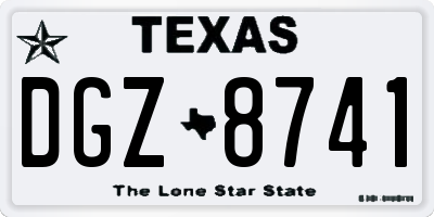 TX license plate DGZ8741