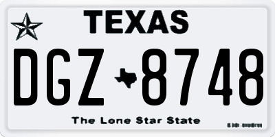TX license plate DGZ8748