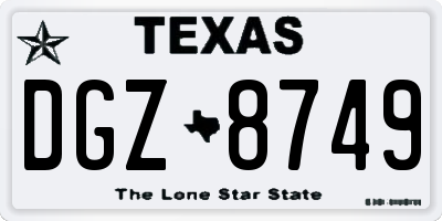 TX license plate DGZ8749