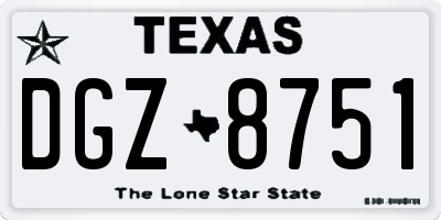 TX license plate DGZ8751