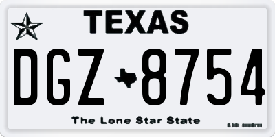 TX license plate DGZ8754