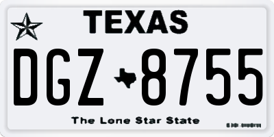 TX license plate DGZ8755