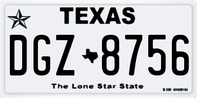 TX license plate DGZ8756