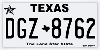 TX license plate DGZ8762